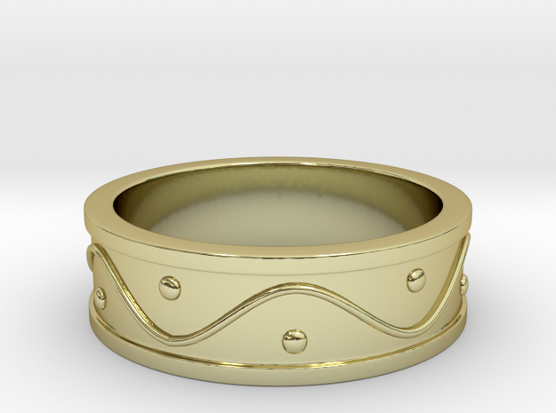 Ring Dots and Wave in 18k Gold Plated Brass