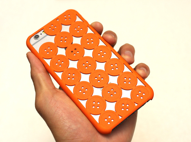 Button iPhone6 case for 4.7inch in Orange Processed Versatile Plastic