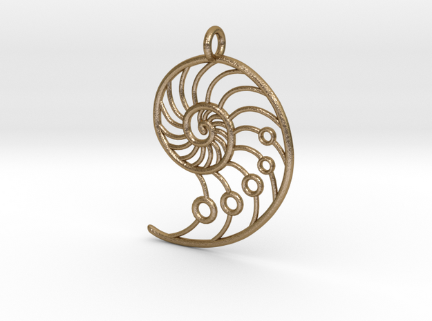 Snail Pendant in Polished Gold Steel