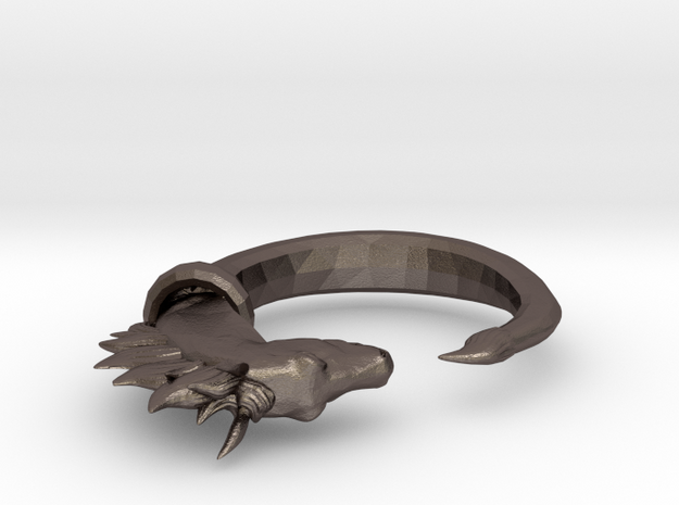 Horse Ring in Polished Bronzed Silver Steel