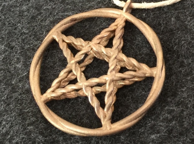 Pentacle pendant - woven in Natural Bronze