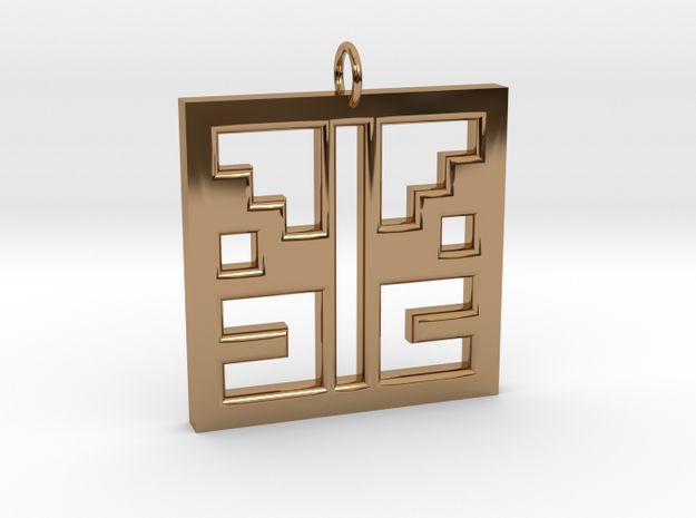 Square Angel Pendant in Polished Brass