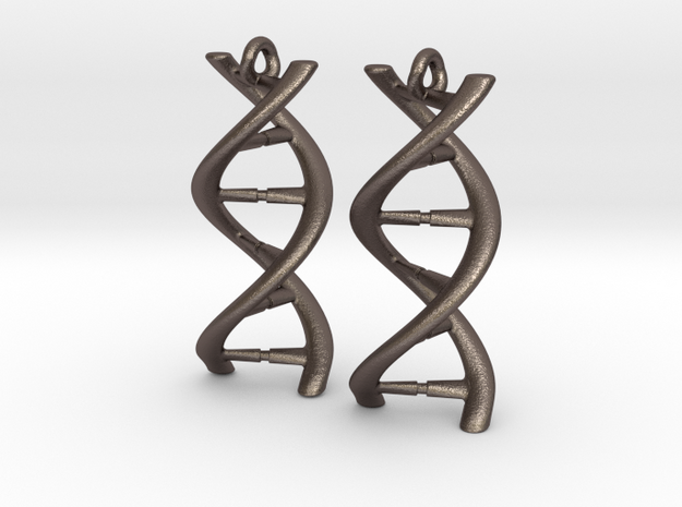 DNA Earrings in Polished Bronzed Silver Steel