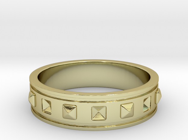 Ring with Studs - Size 7 in 18k Gold Plated Brass