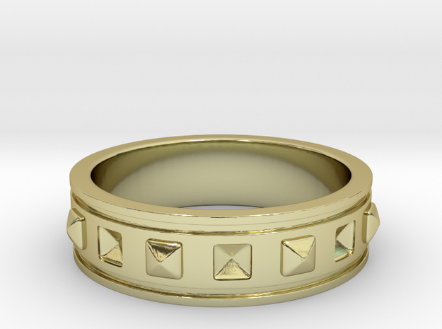 Ring with Studs - Size 5 in 18k Gold Plated Brass