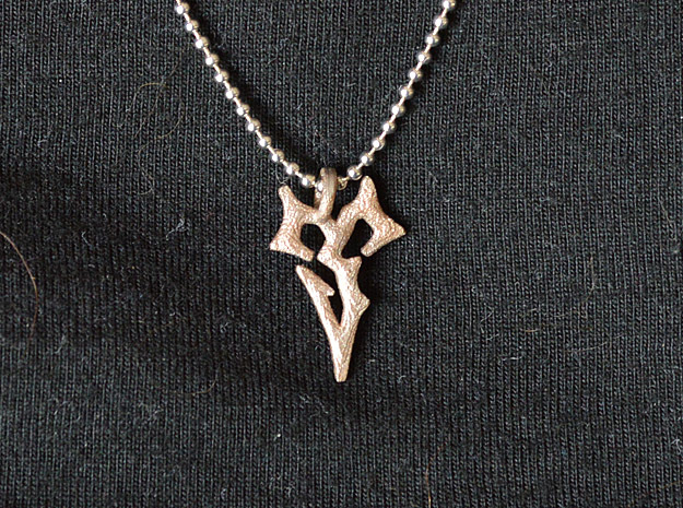 Final Fantasy Zanarkand Abes necklace 2cm symbol  in Polished Bronzed Silver Steel