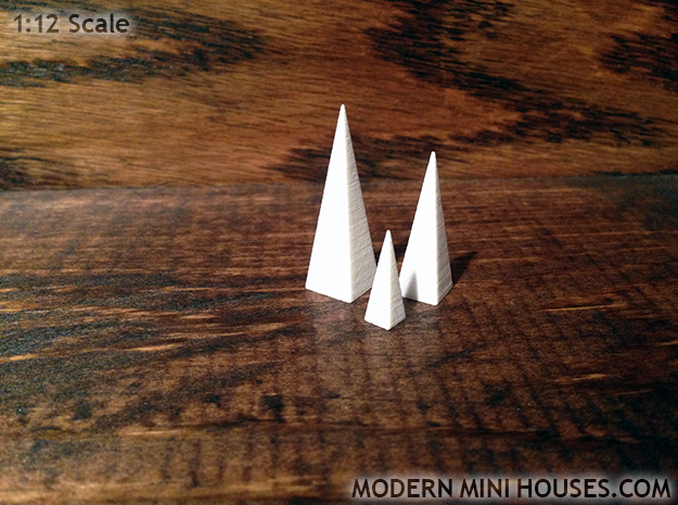 Triple Pyramids 1:12 scale decor in White Processed Versatile Plastic
