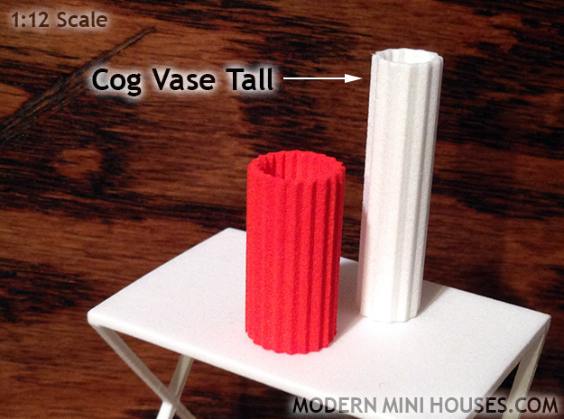 Cog Modern Vase Tall 1:12 scale in White Processed Versatile Plastic