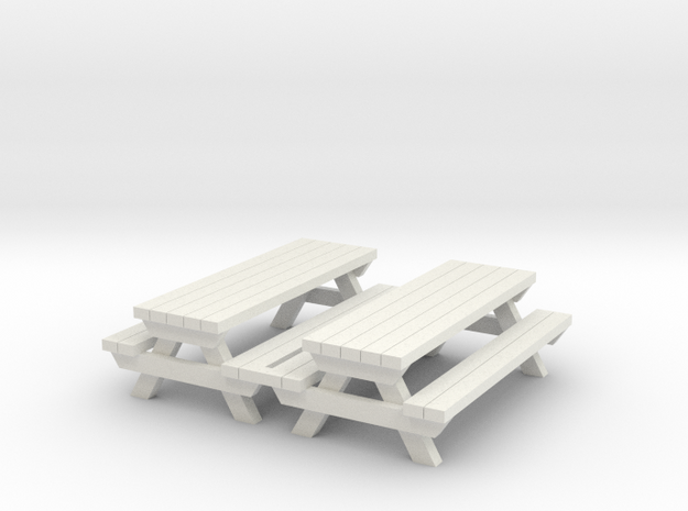 Picnic Table - Qty (2) HO 1:87 scale  in White Natural Versatile Plastic