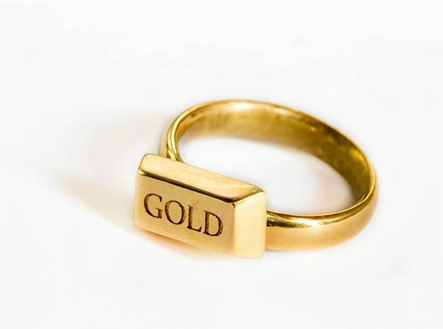 Gold Bar Ring in 18k Gold Plated Brass: 8 / 56.75