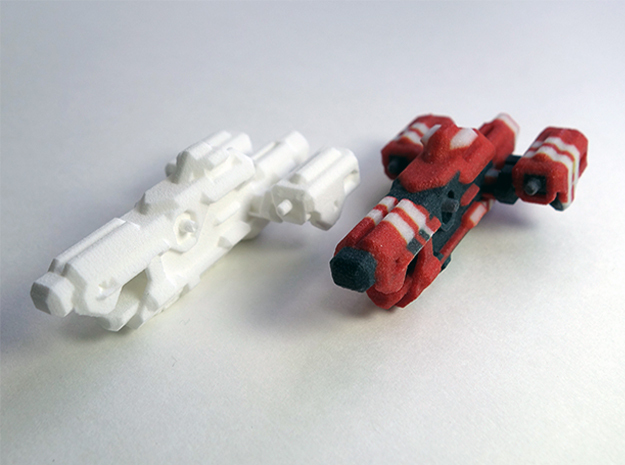 Miniature of Red Ship from Space Engineers game in White Natural Versatile Plastic