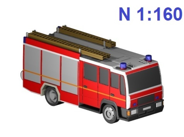 Feuerwehr - fire truck (N, 1:160) in Tan Fine Detail Plastic