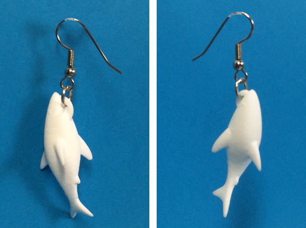 Shark Clinging On Earrings in White Processed Versatile Plastic