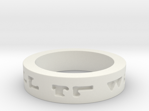 "All Will Be Well" Ring Size 10.5 in White Natural Versatile Plastic