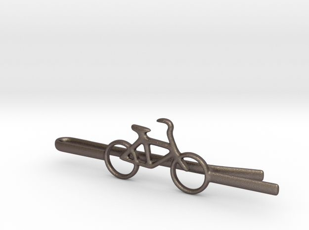 Bicycle tie clip in Polished Bronzed Silver Steel