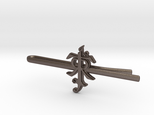 JRR TOLKIEN: Tie clip in Polished Bronzed Silver Steel