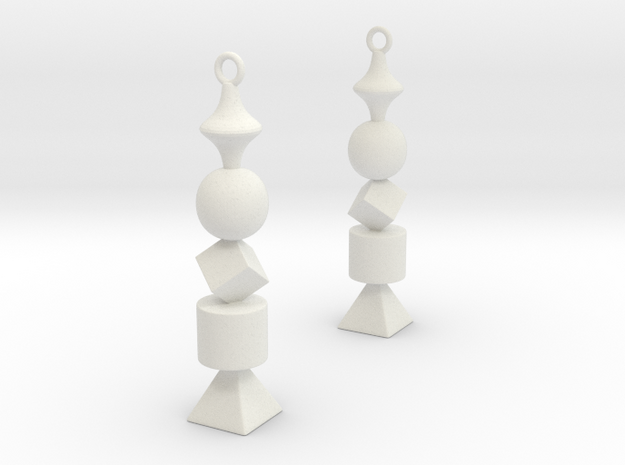 Geometric Earrings in White Natural Versatile Plastic