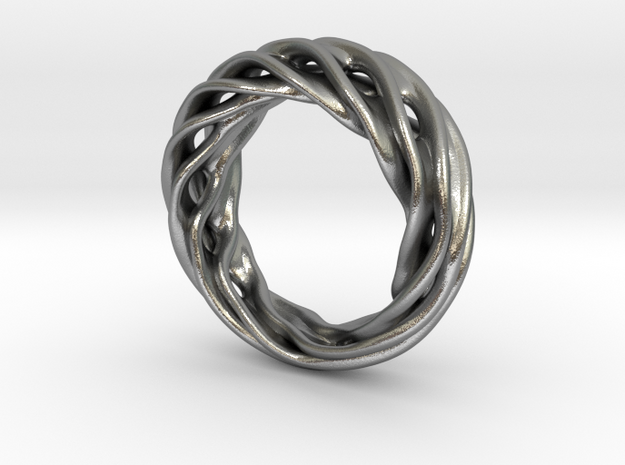 Fluid Wave Ring in Natural Silver
