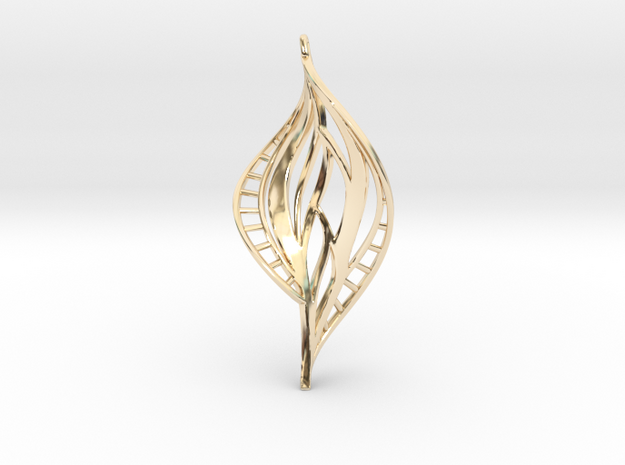DNA Leaf Spiral (right) in 14k Gold Plated Brass