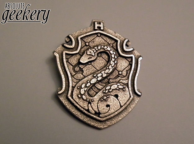 Slytherin House Crest - Pendant LARGE in Polished Bronzed Silver Steel