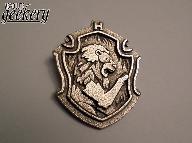 Gryffindor House Crest - Pendant LARGE in Polished Bronzed Silver Steel