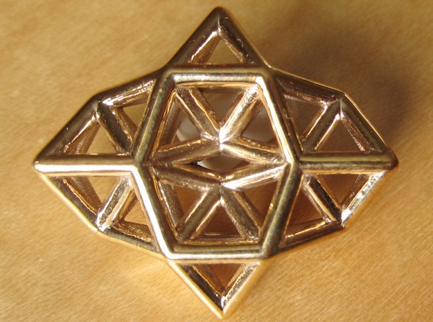 Deltahedron Toroid Pendant in Polished Bronze