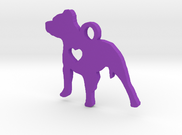 Pittie Love Pendant in Purple Processed Versatile Plastic