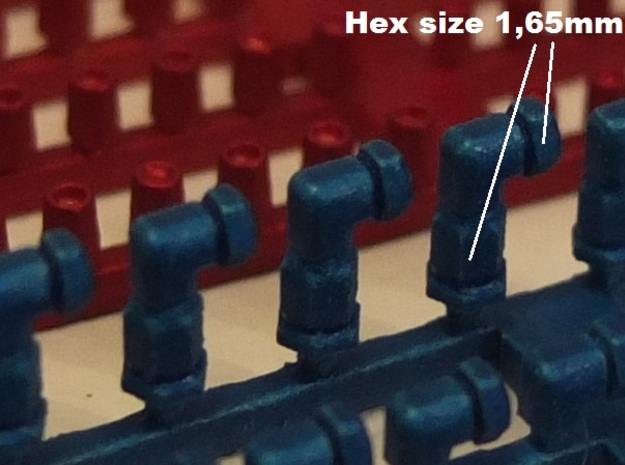 Hydraulic Connectors (1,42mm + 1,62 HEX size) in Clear Ultra Fine Detail Plastic