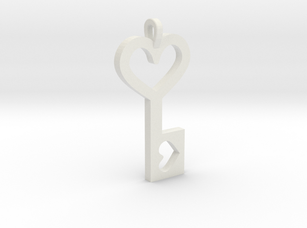 Heart Key Pendant in White Natural Versatile Plastic
