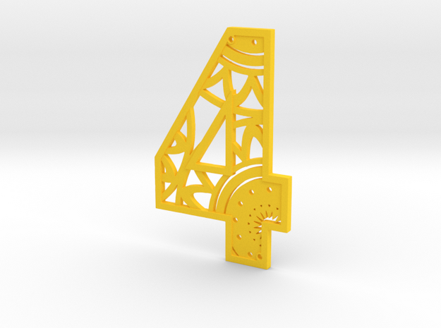 House Number 4 in Yellow Processed Versatile Plastic