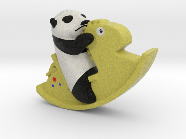 Panda riding a Horse in Full Color Sandstone