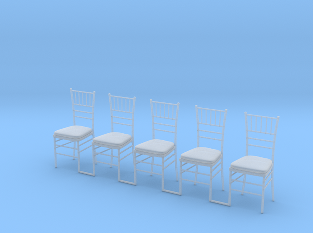 5 Chiavari Chairs 1:24 in Tan Fine Detail Plastic