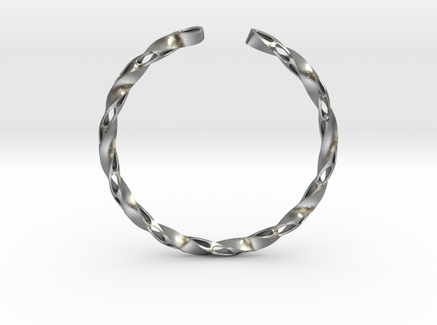 Twisted Pierced Bangle No.1 in Natural Silver