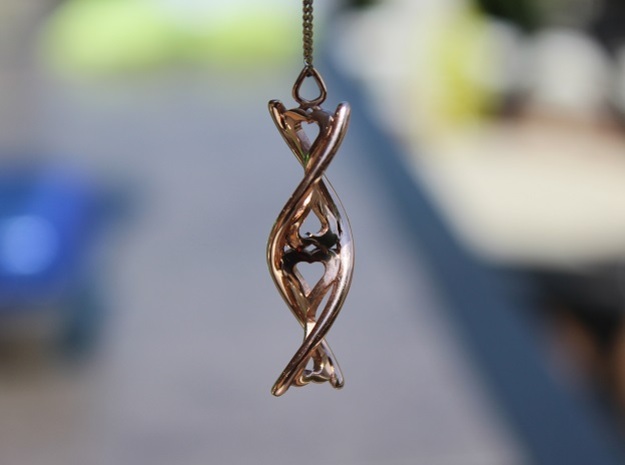 Helix Heart Pendant in 14k Rose Gold Plated Brass