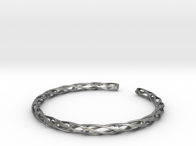 Twisted Pierced Bangle No.2 in Natural Silver