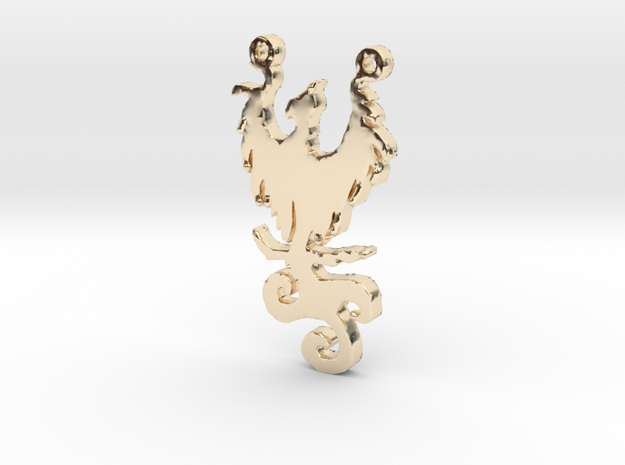 Phoenix Rising Necklace Pendant in 14K Yellow Gold