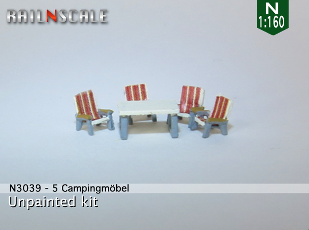 5 Campingmöbel (N 1:160) in Tan Fine Detail Plastic