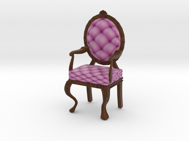 1:12 One Inch Scale PinkDark Oak Louis XVI Chair in Full Color Sandstone