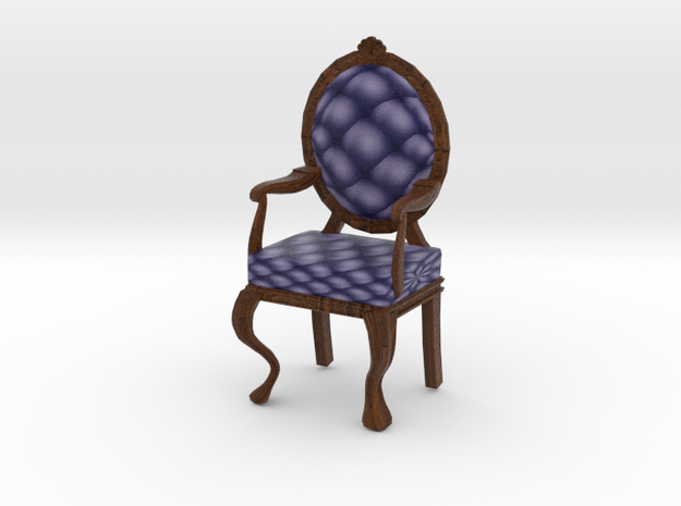 1:12 One Inch Scale NavyDark Oak Louis XVI Chair in Full Color Sandstone