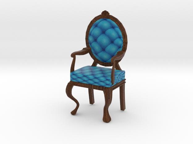 1:12 One Inch Scale RobinDark Oak Louis XVI Chair in Full Color Sandstone