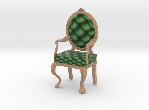 1:12 One Inch Scale PinePale Oak Louis XVI Chair in Full Color Sandstone
