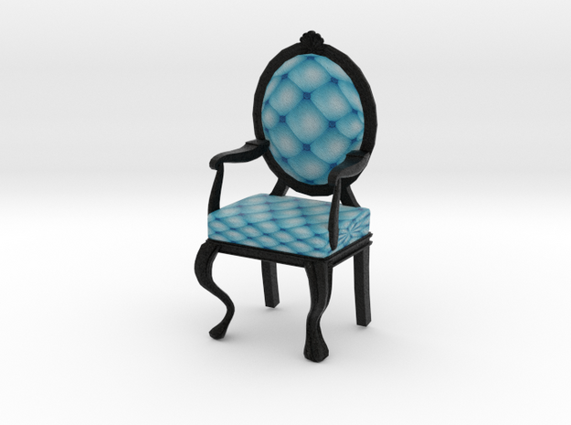 1:12 One Inch Scale SkyBlack Louis XVI Chair in Full Color Sandstone