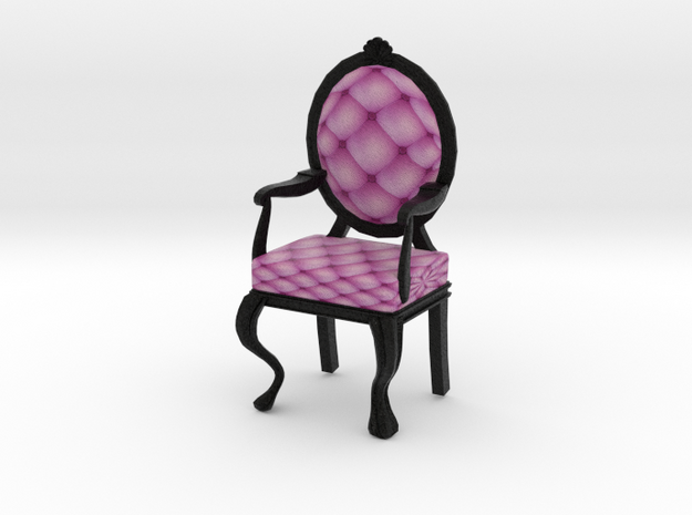 1:12 One Inch Scale PinkBlack Louis XVI Chair in Full Color Sandstone
