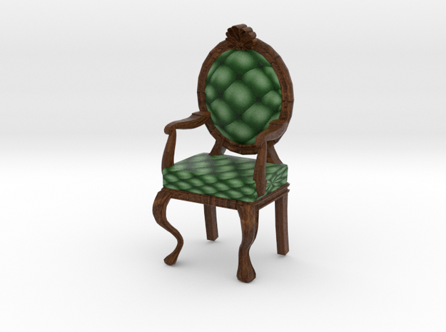 1:48 Quarter Scale PineDark Oak Louis XVI Chair in Full Color Sandstone
