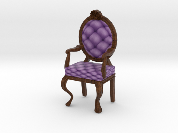 1:48 Quarter Scale LavDark Oak Louis XVI Chair in Full Color Sandstone