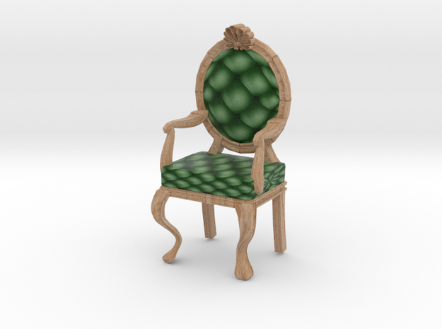 1:48 Quarter Scale PinePale Oak Louis XVI Chair in Full Color Sandstone