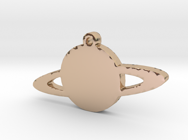 Rings of Saturn Necklace Pendant in 14k Rose Gold Plated Brass