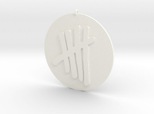 Tally Mark Emblem 2 Inch Pendant in White Processed Versatile Plastic