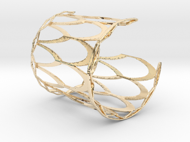 Fish Scale cuff bracelet - wide (sm/med, snug fit) in 14k Gold Plated Brass