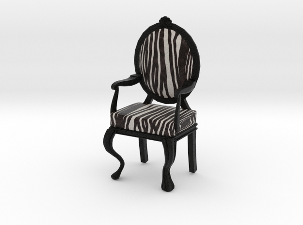 1:12 Scale Zebra/Black Louis XVI Chair in Full Color Sandstone
